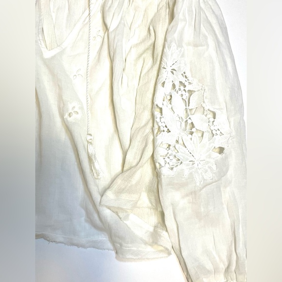 Free People Gauze Embroidered Hooded Blouse Sz:S - Picture 8 of 14